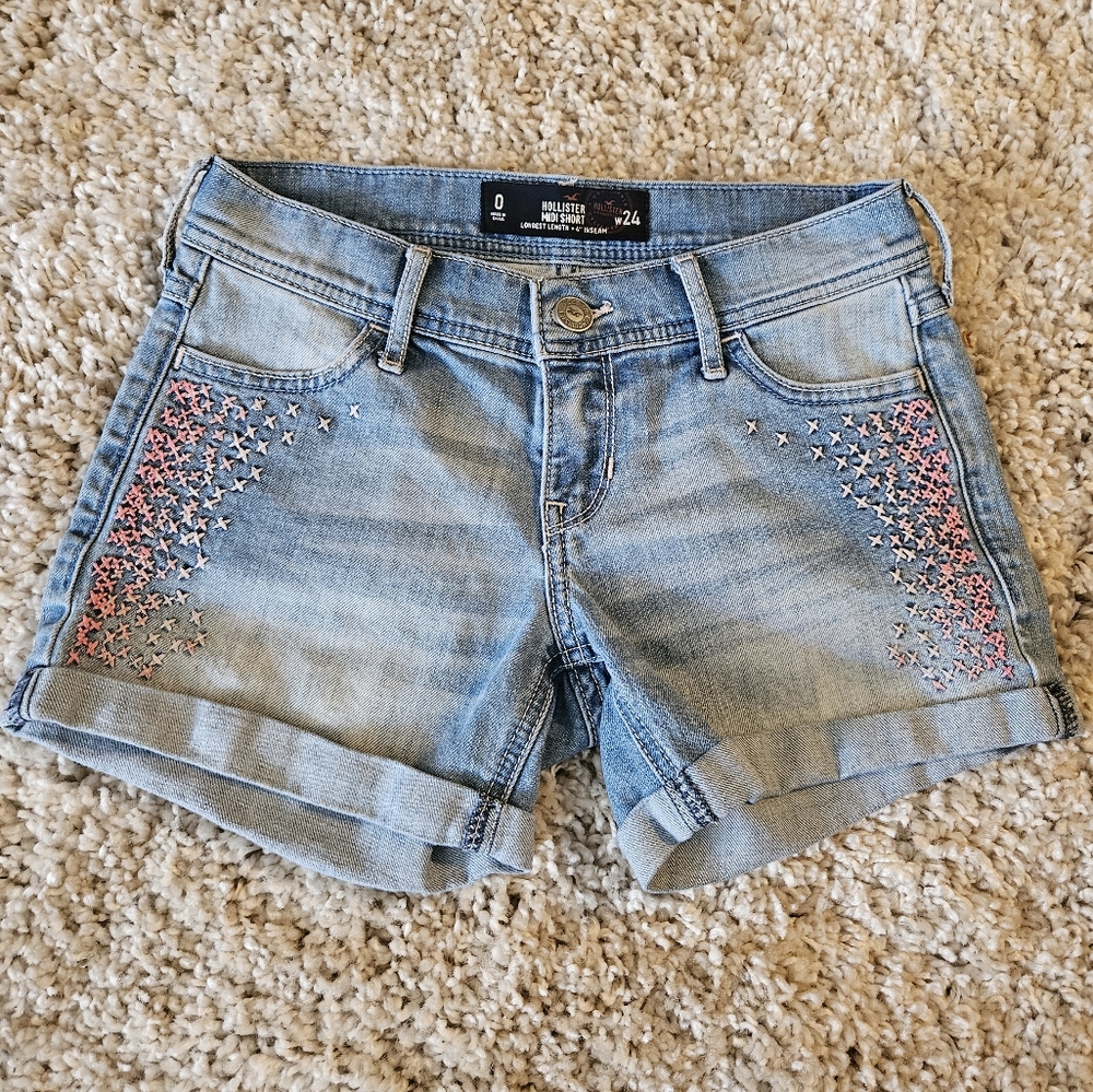Hollister Women's Midi Denim Jean Shorts Size 0